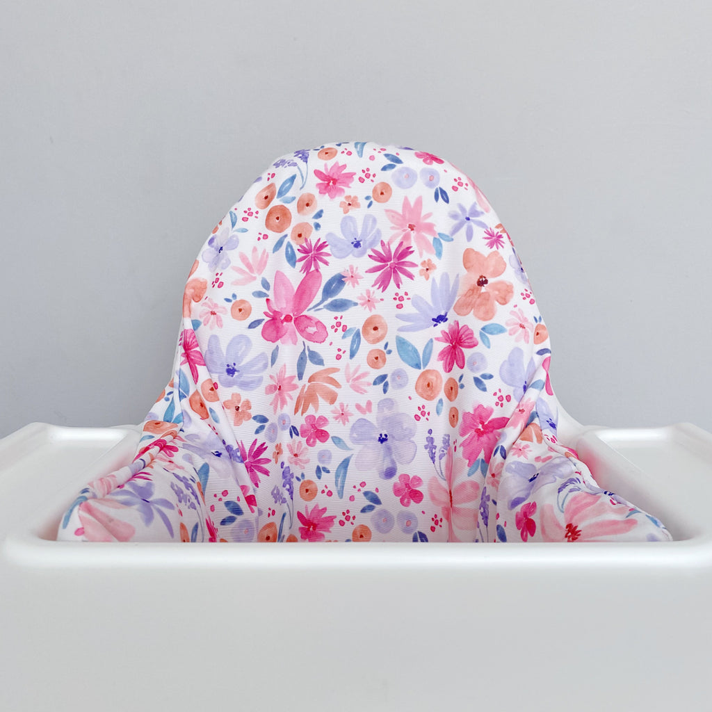 IKEA Highchair Cushion Cover - Magenta Floral Print | Bobbin and Bumble.