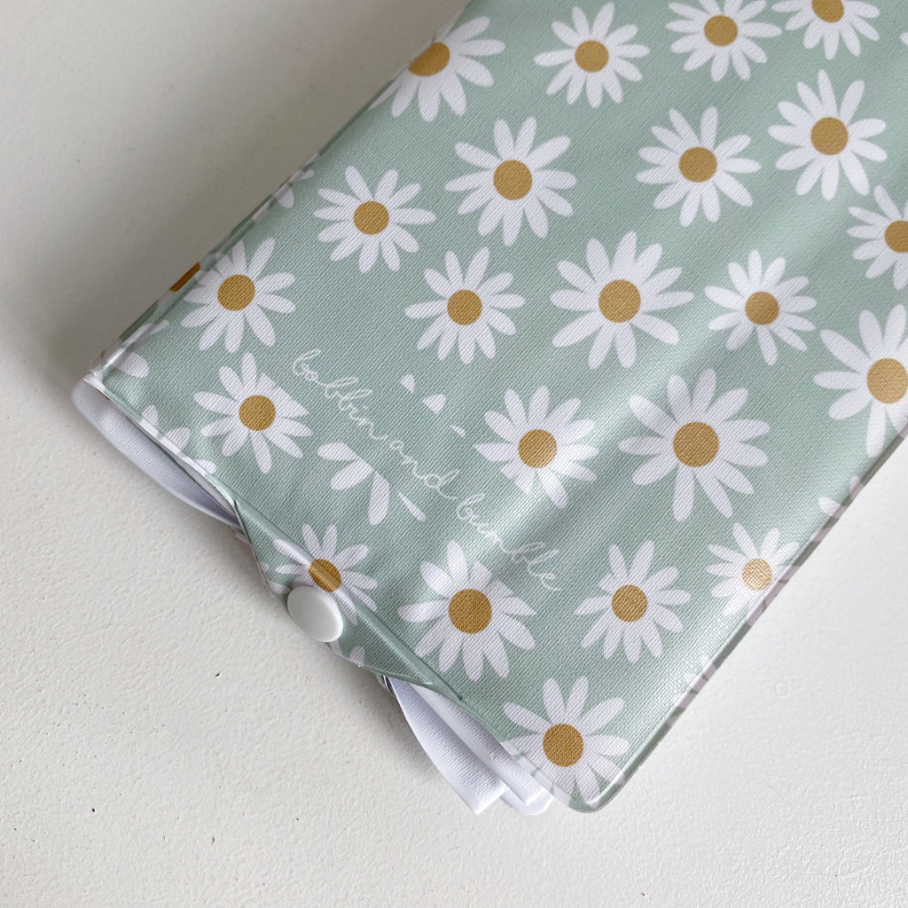 Folding Baby Changing Mat - Daisy Print | Bobbin and Bumble.