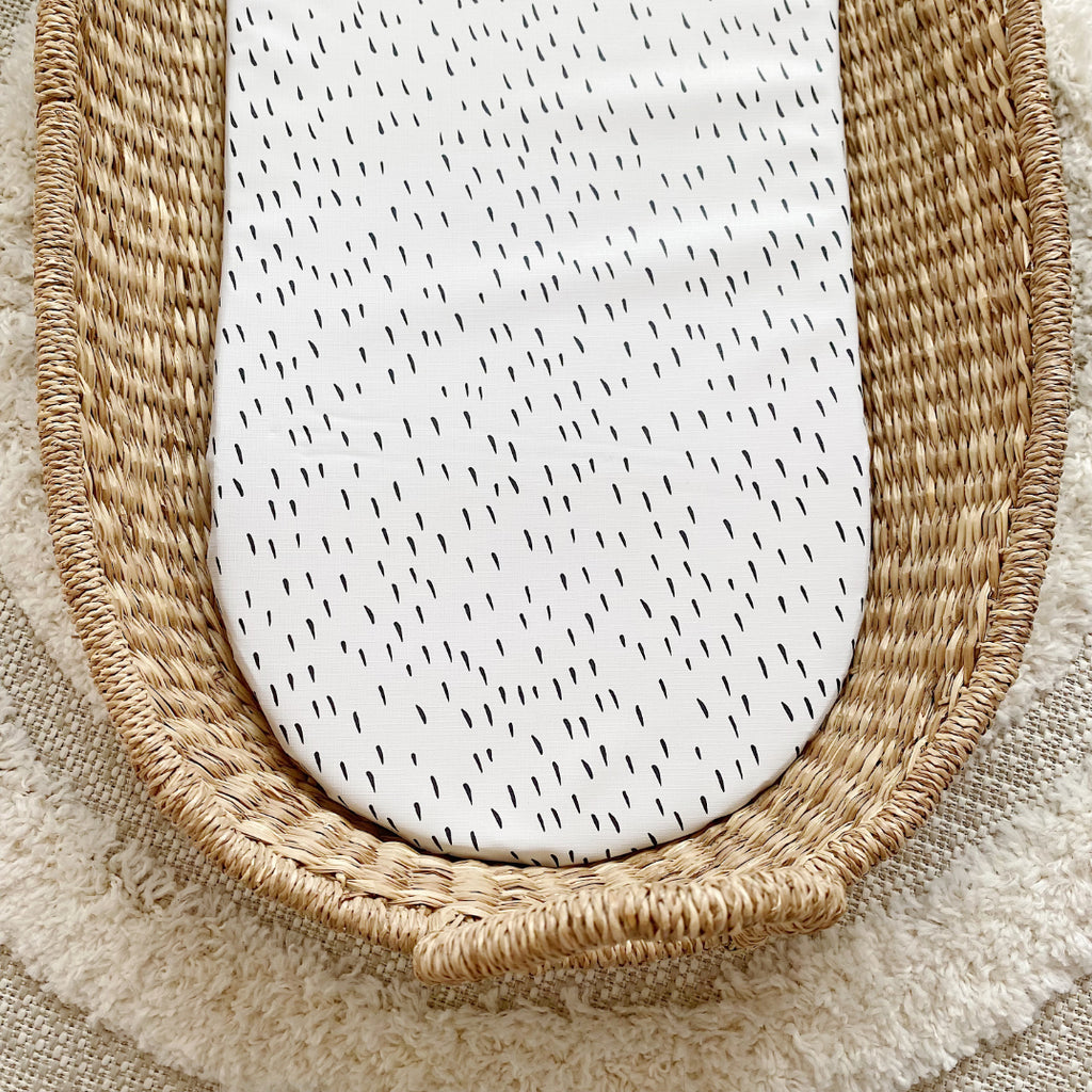 Wipeable Baby Changing Basket Mat - Monochrome Dash Print | Bobbin and Bumble.
