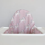 IKEA Highchair Cushion Cover - Pink Floral Unicorns Print | Bobbin and Bumble.