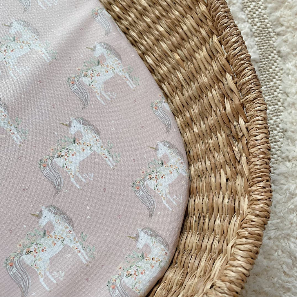 Basket Changing Mat - Pink Unicorn Print | Bobbin and Bumble.