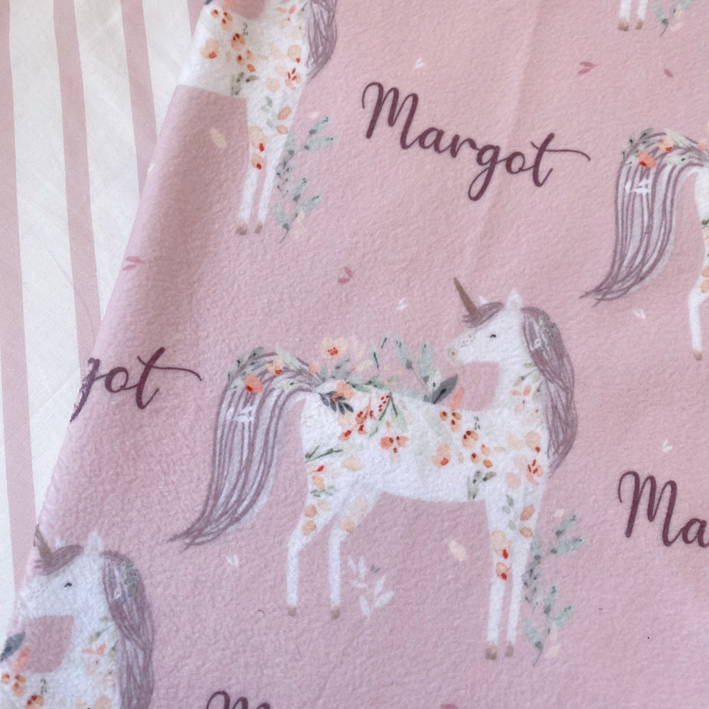Personalised baby  - et | Pink Unicorn Baby Blanket | Bobbin and Bumble.