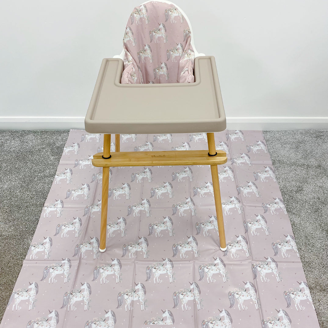 IKEA Highchair Cushion Cover - Pink Floral Unicorns Print | Bobbin and Bumble.