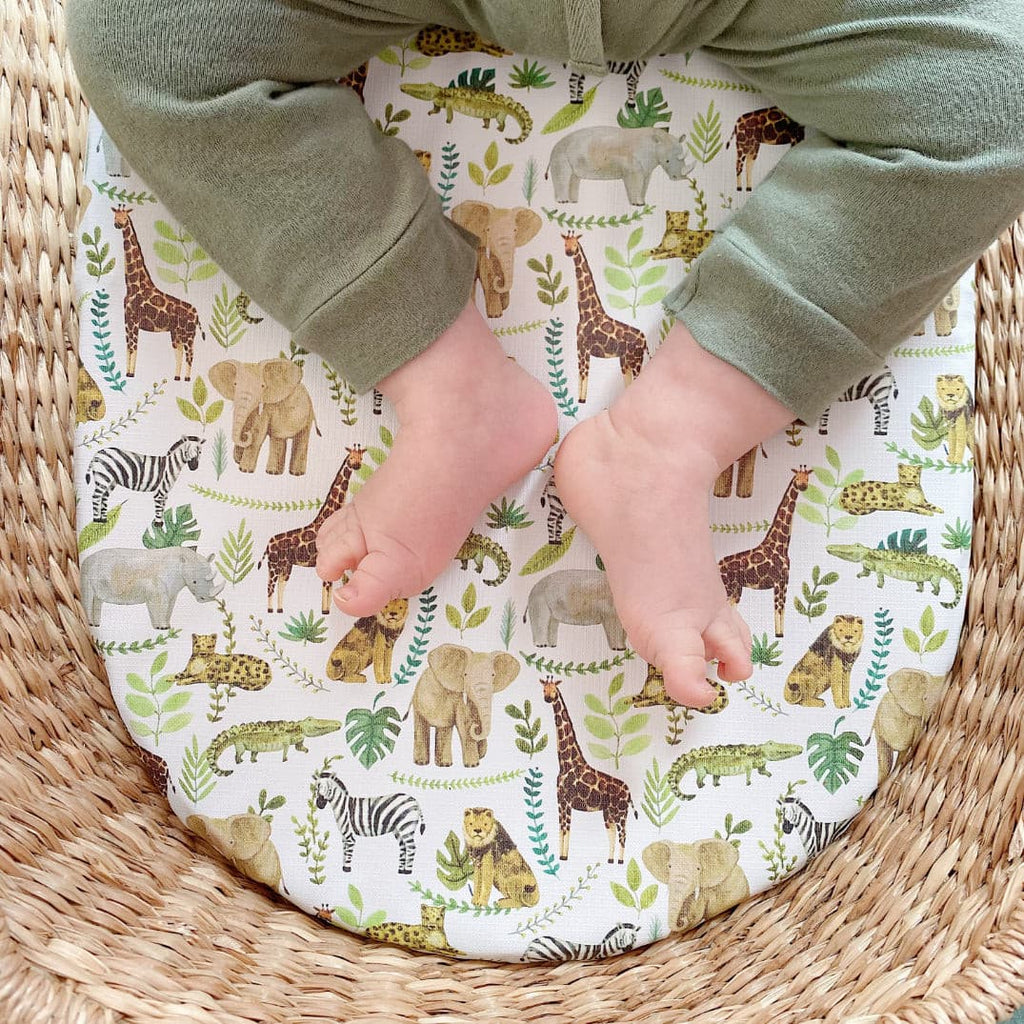 Basket Changing Mat - Safari Animals Print | Bobbin and Bumble.