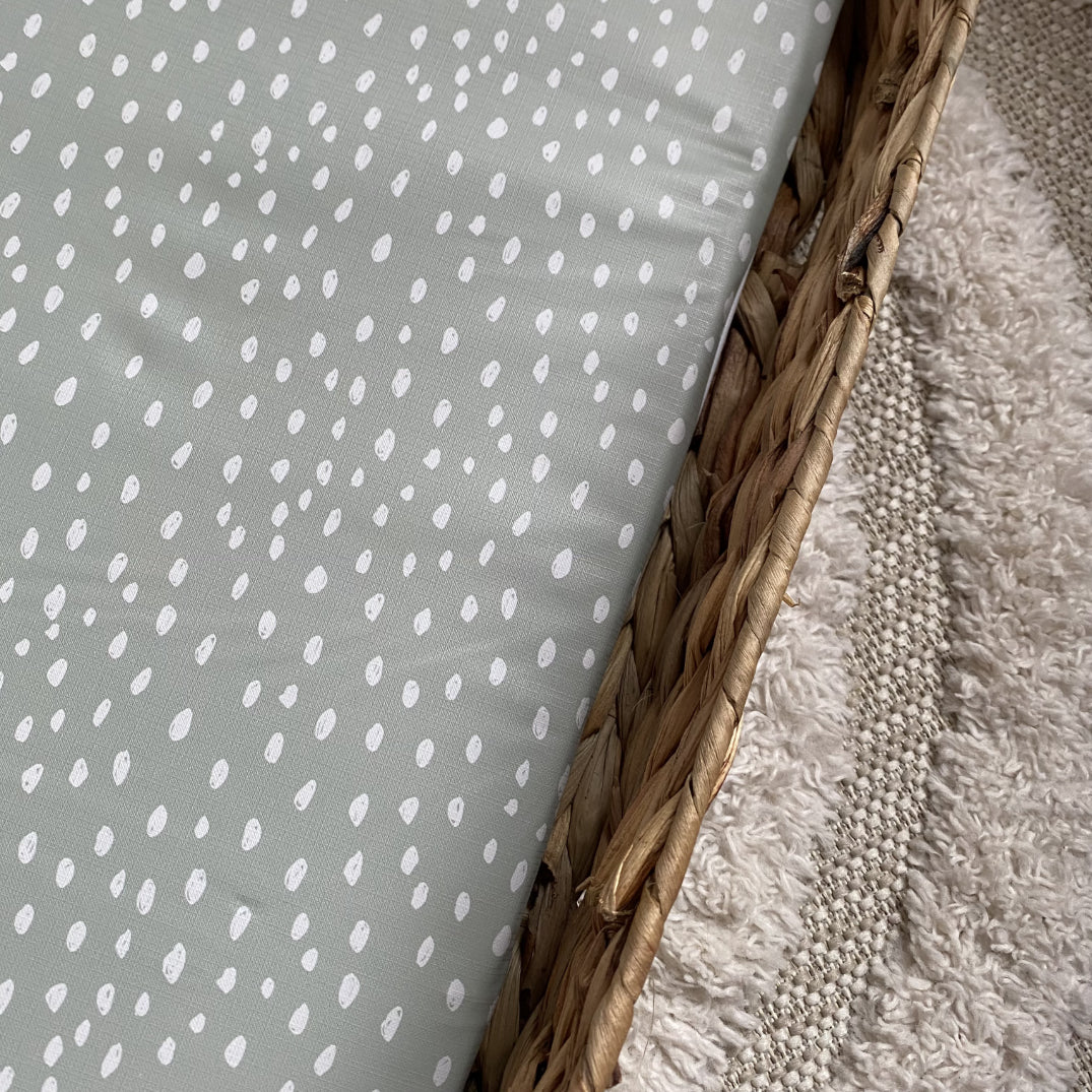 Sage Dots PVC Changing Basket Liner | Bobbin and Bumble | Bobbin and Bumble.