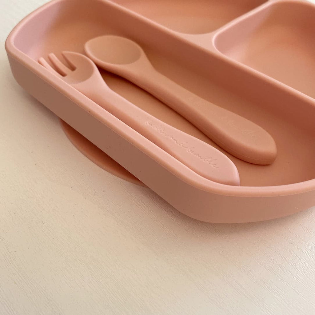 Pink Silicone Suction Weaning Set 5 piece | Bobbin and Bumble.