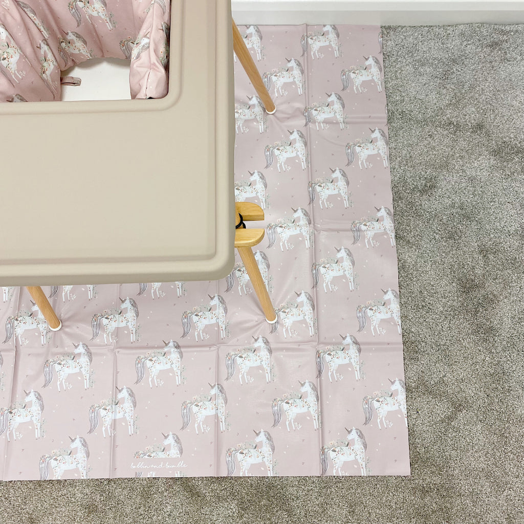 Splash mat - Floral Pink Unicorn | Bobbin and Bumble.
