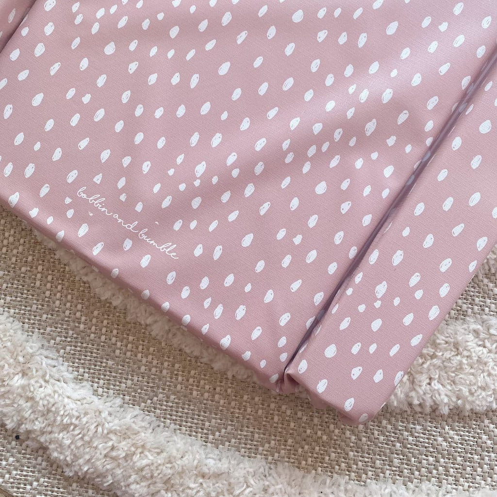 Deluxe Baby Changing Mat - Dusky Pink Spots Print | Bobbin and Bumble.