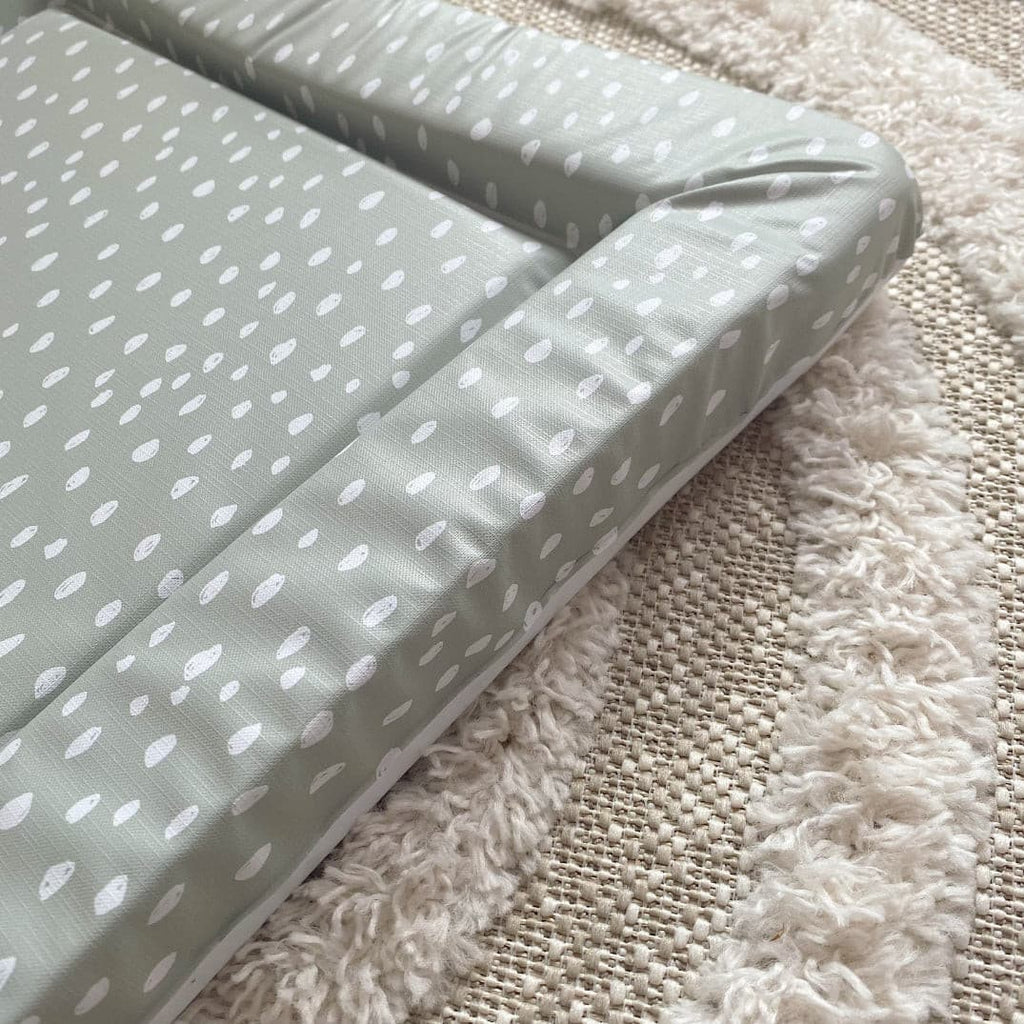 Deluxe Baby Changing Mat - Sage Green Spots Print | Bobbin and Bumble.