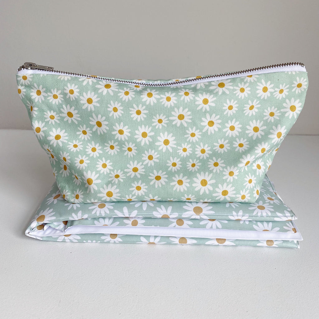 Folding Baby Changing Mat - Daisy Print | Bobbin and Bumble.