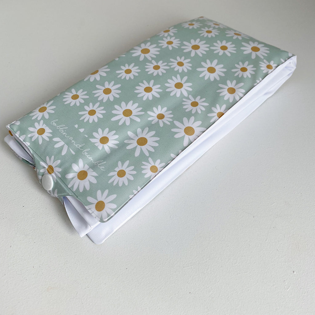Folding Baby Changing Mat - Daisy Print | Bobbin and Bumble.