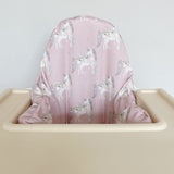 IKEA Highchair Cushion Cover - Pink Floral Unicorns Print | Bobbin and Bumble.