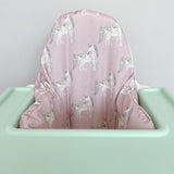 IKEA Highchair Cushion Cover - Pink Floral Unicorns Print | Bobbin and Bumble.