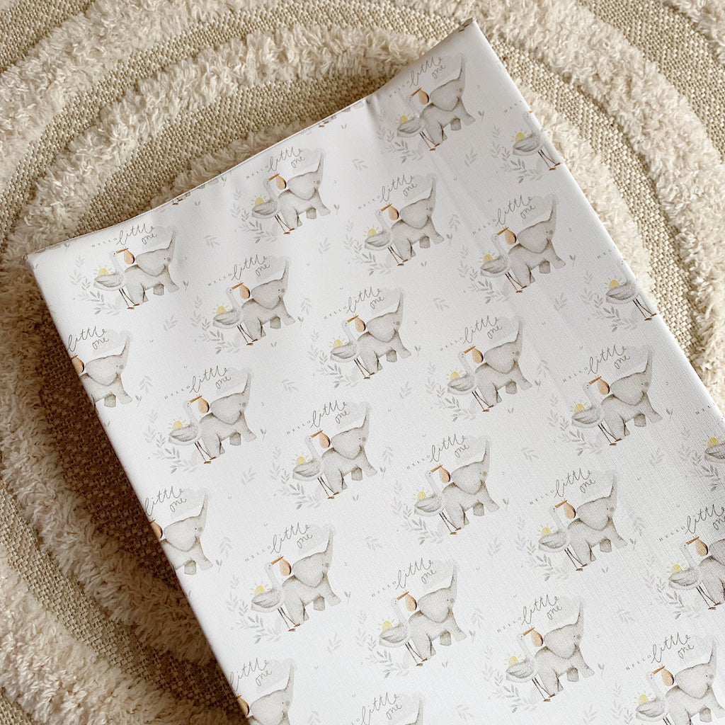 Anti-Roll Wedge Baby Changing Mat - Hello Little One Unisex print | Bobbin and Bumble.