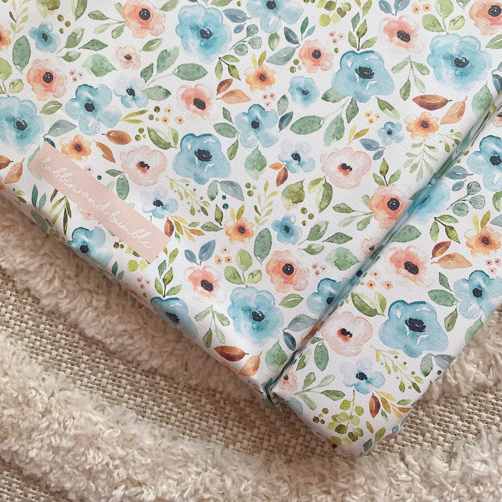 Deluxe Baby Changing Mat - Blue Floral Print | Bobbin and Bumble.