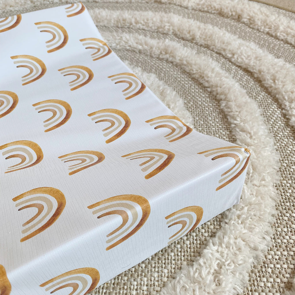 Anti-Roll Wedge Baby Changing Mat - Boho Unisex Rainbow print | Bobbin and Bumble.