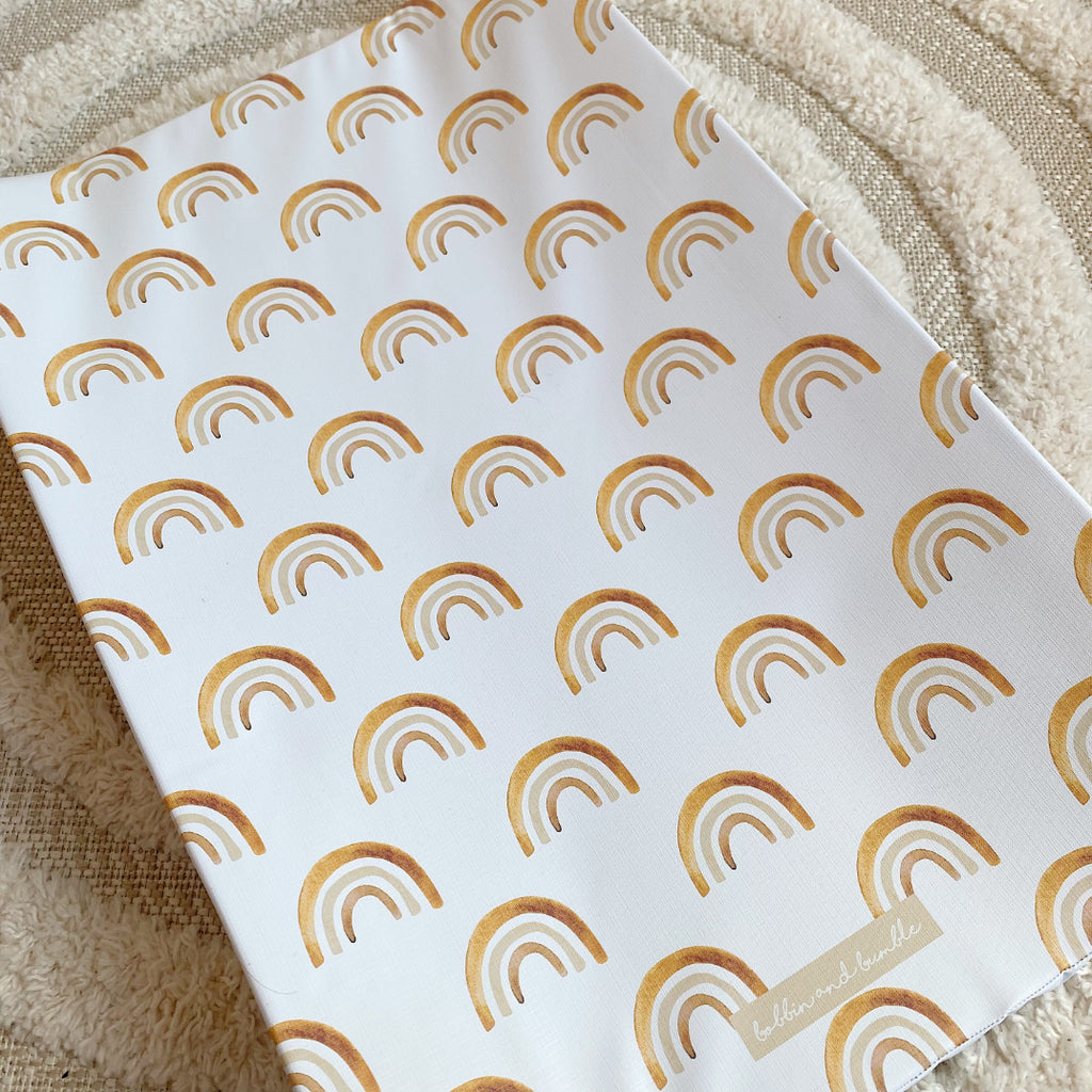 Anti-Roll Wedge Baby Changing Mat - Boho Unisex Rainbow print | Bobbin and Bumble.